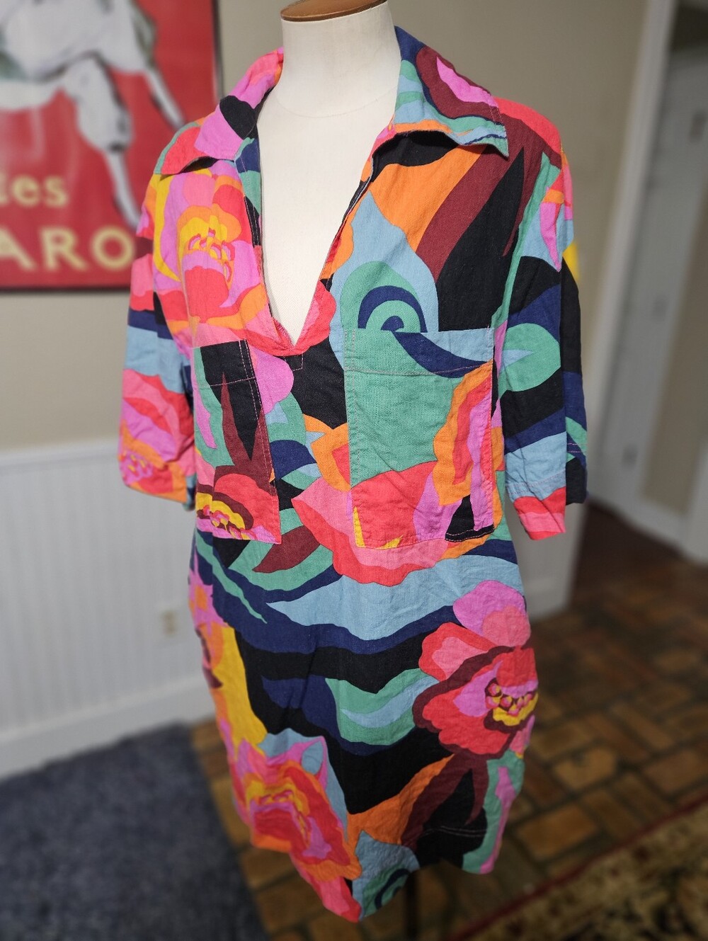 Olivaceous Linen Rayon Dress Small